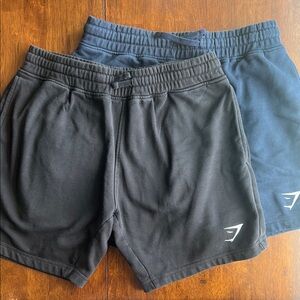 TWO Gymshark Athletic Shorts Elastic Waistband Soft Fabric - black & navy